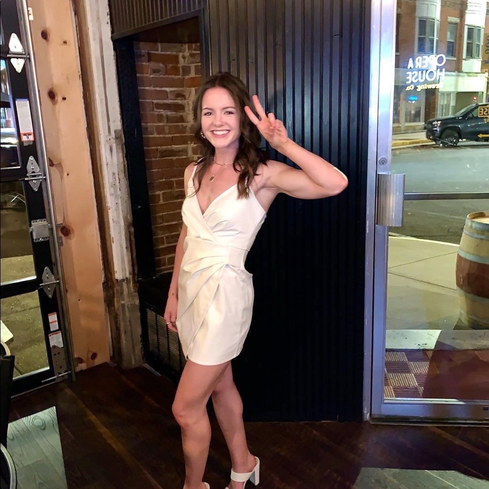 Lulu’s size XS white vegan leather wrap dress